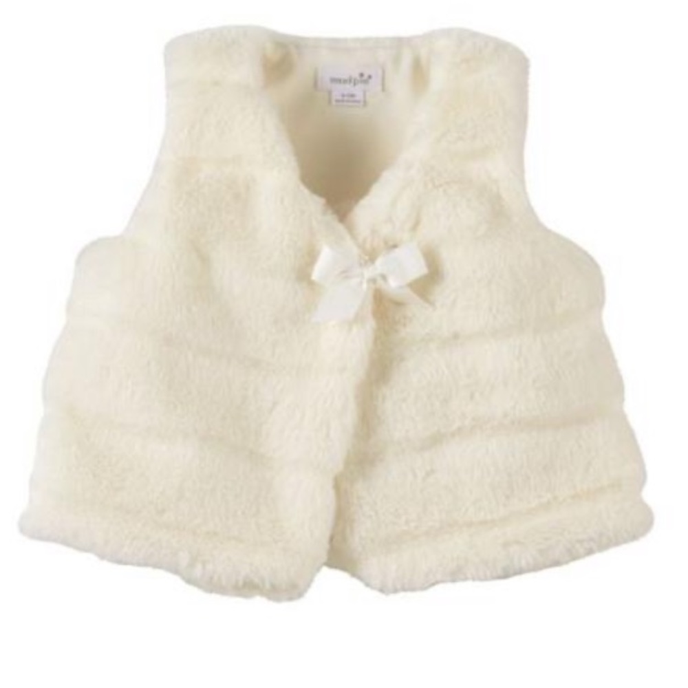 NWT Mud Pie 9-12M Ivory Fur Vest